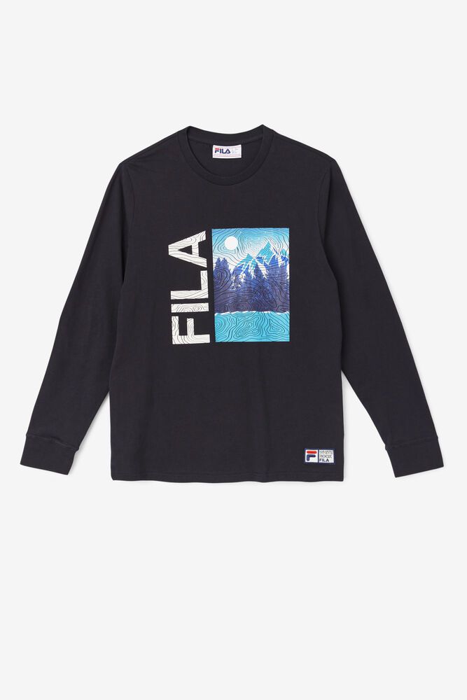 Fila T-Shirt Mens Black Yenisei Long Sleeve - Ireland 71509-IEVA